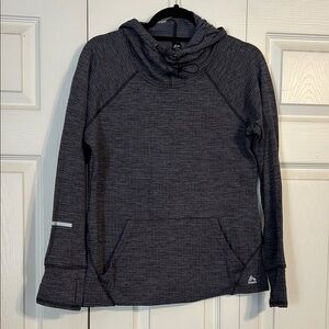 RBX Women's Size Medium Charcoal Pullover Hoodie Sweatshirt Waffle Texture